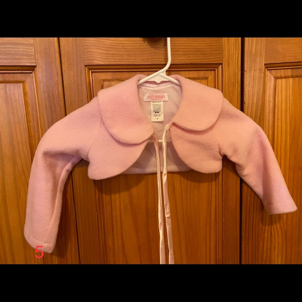 Pink fleece shrug for over dress